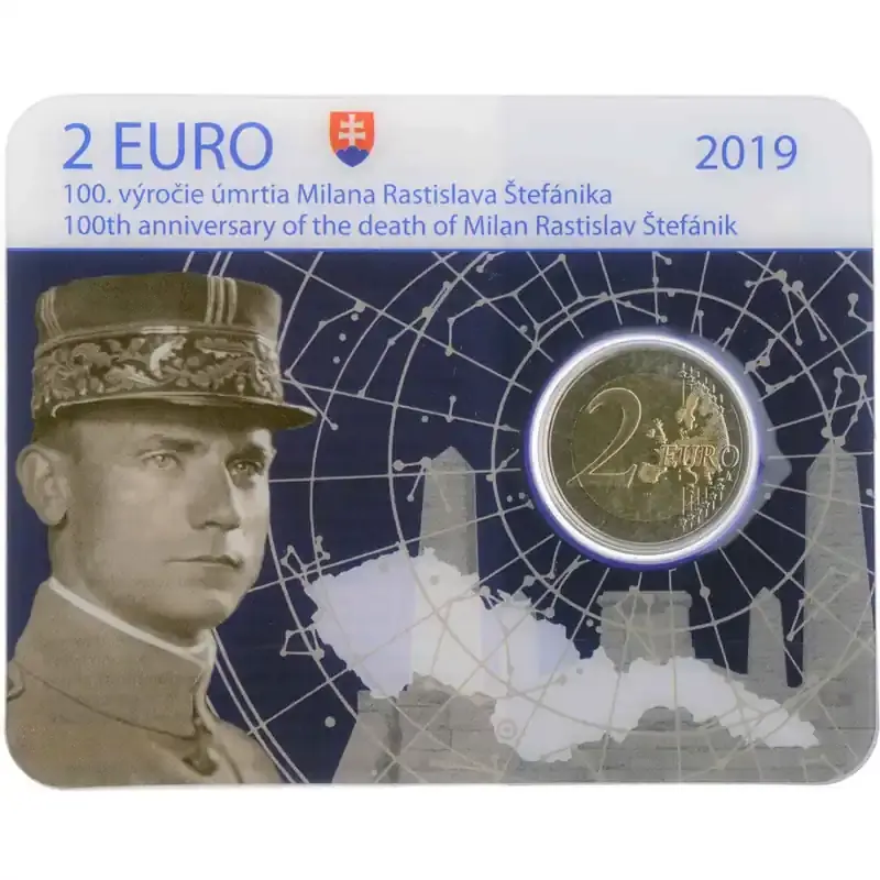 Kundenfavorit | 2 Euro Gedenkmünze Slowakei 2019 st – Milan Stefánik – in CoinCard