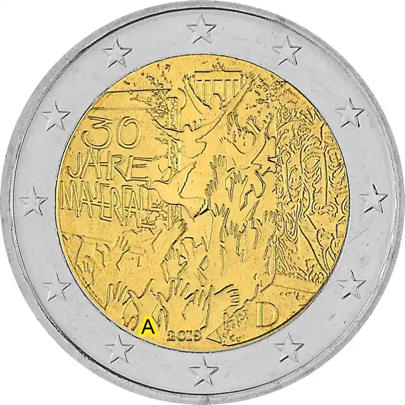 2 Euro Gedenkmünze Deutschland 2019 bfr. – Mauerfall (A) - Auf Lager