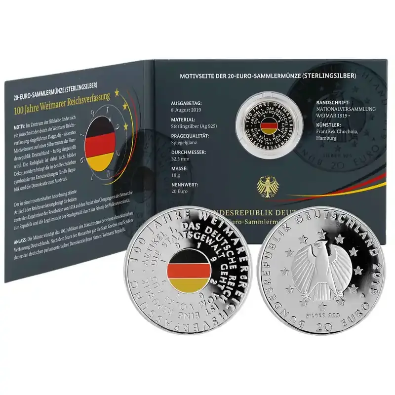 20 Euro Deutschland 2019 Silber PP – 100 Jahre Weimarer Reichsverfassung | Nicht verpassen