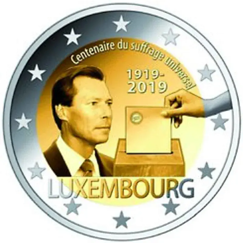 Profi-Qualität | 2 Euro Gedenkmünze Luxemburg 2019 bfr. – 100 Jahre allgemeines Wahlrecht