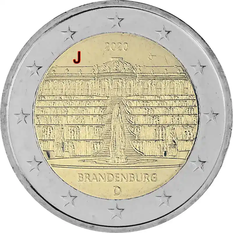 Jetzt kaufen | 2 Euro Gedenkmünze Deutschland 2020 bfr. – Schloss Sanssouci (J)