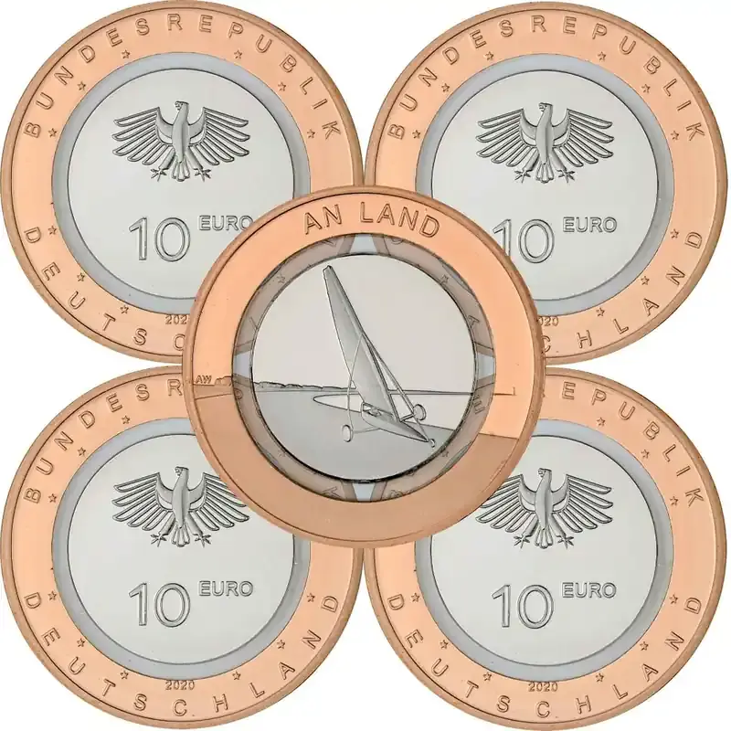 Kundenfavorit - 5 x 10 Euro Gedenkmünze Deutschland 2020 bfr. – An Land – A D F G J
