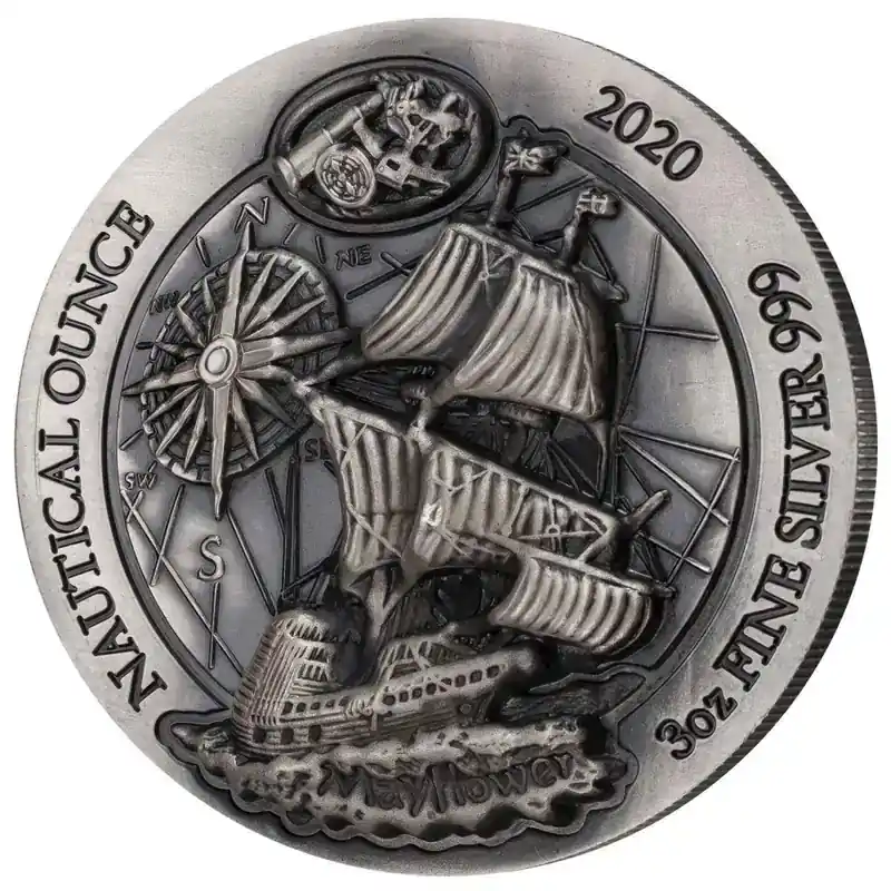 Aktion - 1000 Francs Ruanda 2020 – 3 Unzen High Relief Silber BU – Nautical Ounce Mayflower