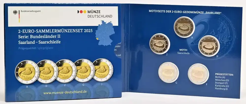 2 Euro Saarland Komplettsatz A-J 2025 PP Deutschland - Nur heute