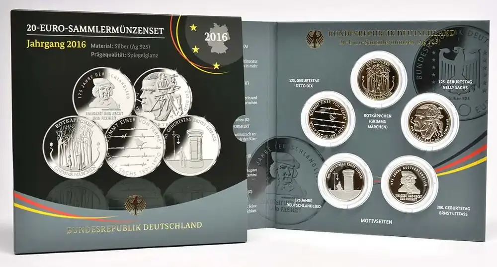 Deutschland 100 Euro 5×20 Euro Komplett Set 2016 PP Silber | Mega-Angebot