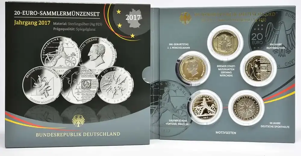 Deal - Deutschland 5×20 Euro Set des Jahres 2017 PP