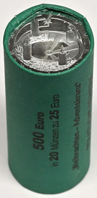 Jetzt sichern - Deutschland 2024 F 25 Euro 20×25 Euro Adventskranz – Originalrolle (Sichtrolle) bfr