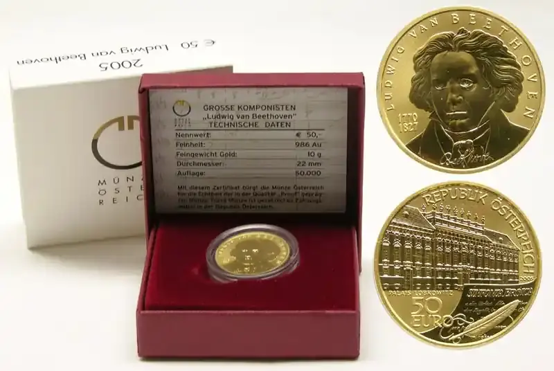 Österreich 2005 50 Euro Ludwig van Beethoven Stgl. | Sonderangebot