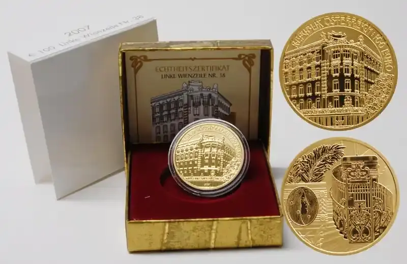 Verfügbar - Österreich 2007 100 Euro Linke Wienzeile Nr. 38 inkl. Originaletui und Zertifikat Stgl.
