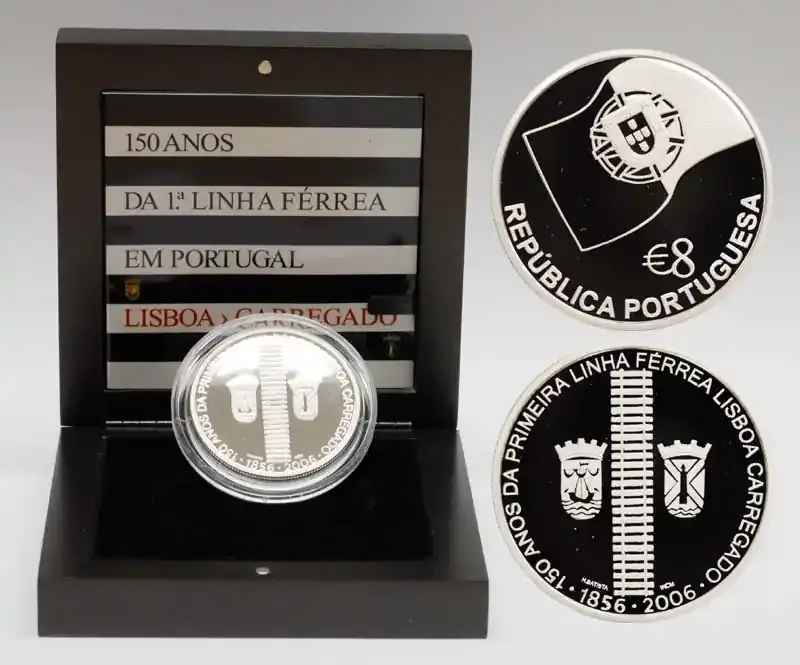 Neuzugang - Portugal 8 Euro 150 Jahre erste Eisenbahnlinie 2006 PP