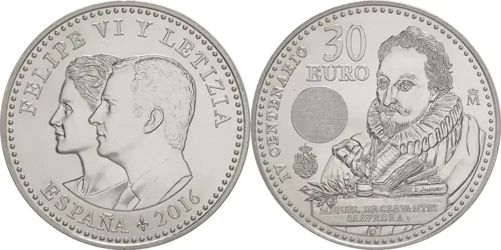 Sehr gefragt | Spanien 30 Euro Miguel de Cervantes Saavedra 2016 Stgl. in Kapsel