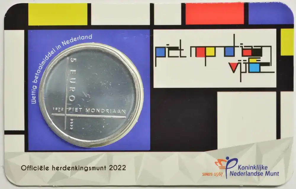 5 Euro 150 Jahre Piet Mondriaan 2022 bfr Niederlande Coincard | Sehr gefragt