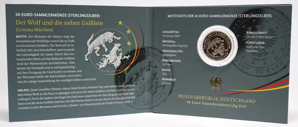 20 Euro Der Wolf und die sieben Geißlein 2020 PP Deutschland | Nur noch kurze Zeit