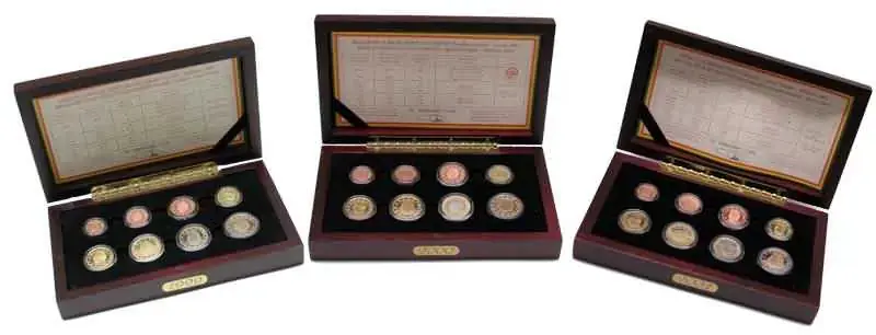 Belgien 2001 11,64 Euro original Kursmünzensatz (Intro-Satz) der belgischen Münze als komplettes Set der Jahre 1999-2001- in Holzkassetten + Sammelkassette für die Jahre 1999-2003 PP | Neu gelistet