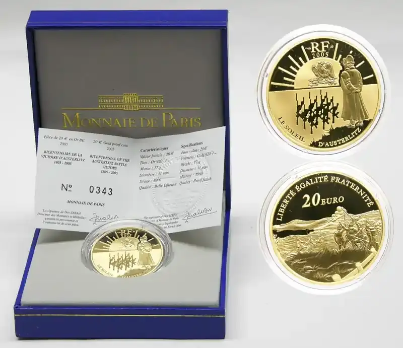 Frankreich 20 Euro Schlacht bei Austerlitz 2005 Gold PP - Verfügbar