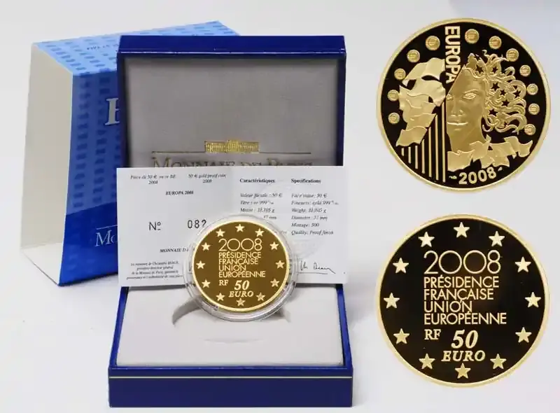 50 Euro EU-Präsidentschaft / EUROPA 2008 Gold - Hohe Qualität