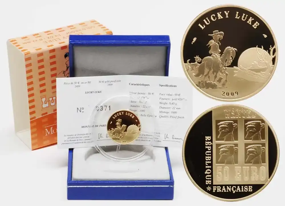 Direkt ab Werk - 50 Euro Lucky Luke 2009 GOLD PP original
