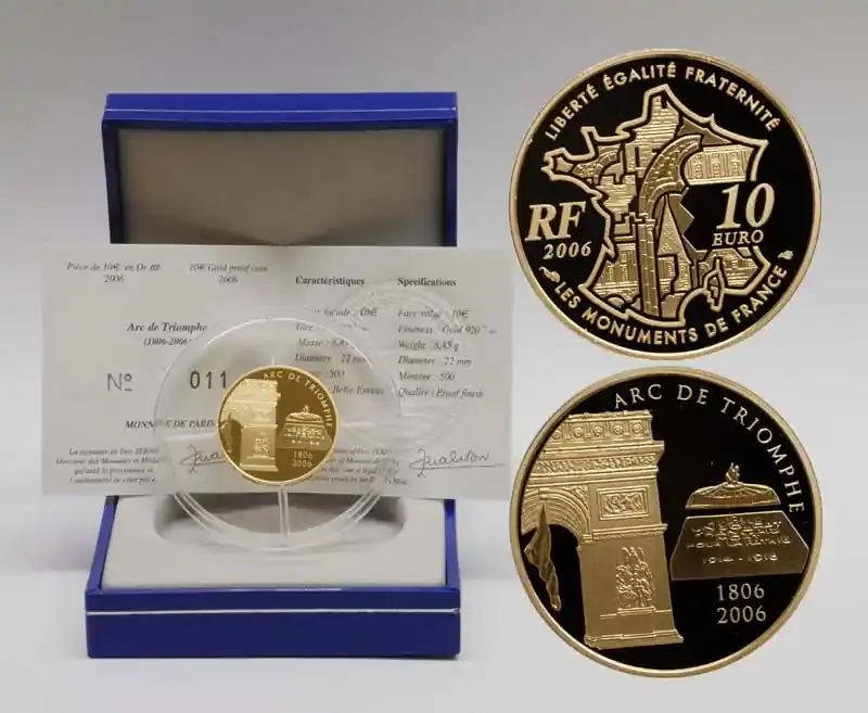 Frankreich 10 Euro Arc de Triomphe 2006 PP GOLD - Premium