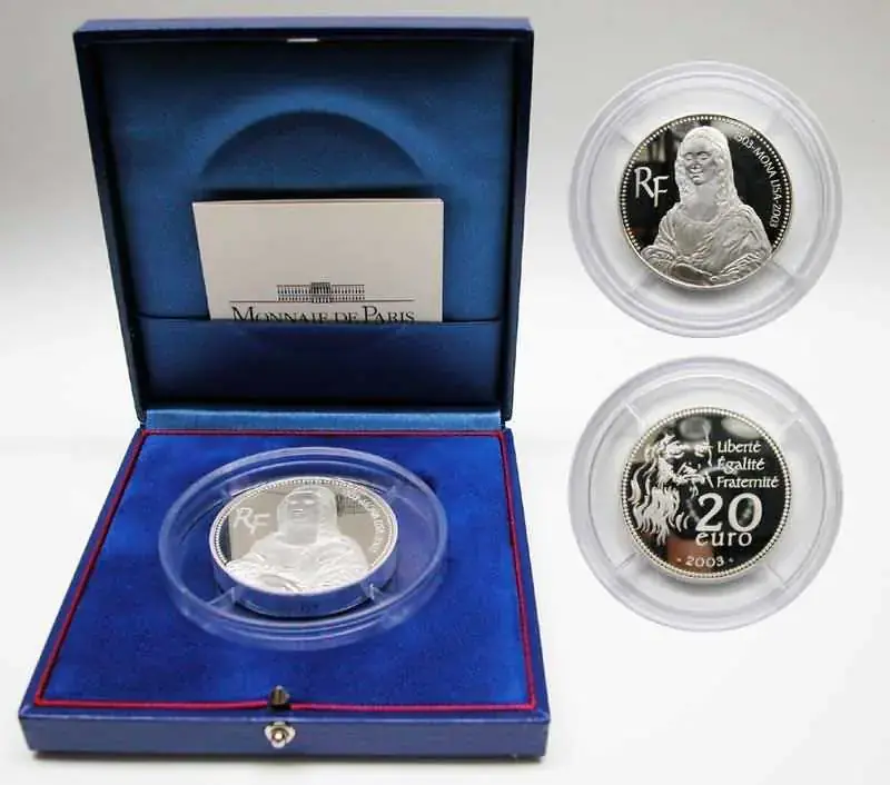 Frankreich 20 Euro Mona Lisa 2003 PP SILBER - Sparangebot