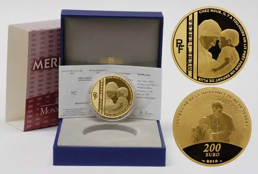 Jetzt verfügbar | 200 Euro Mutter Teresa 2010 PP GOLD original ab Lager