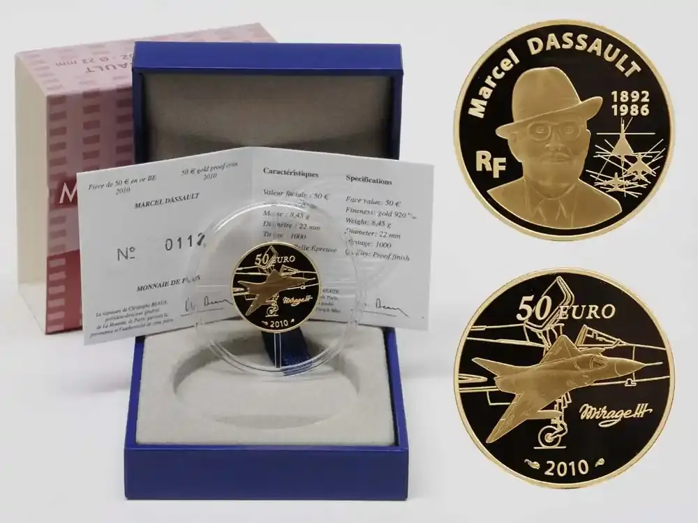 Frankreich 2010 50 Euro Marcel Dassault inkl. Originaletui und Zertifikat PP - Wochenendangebot