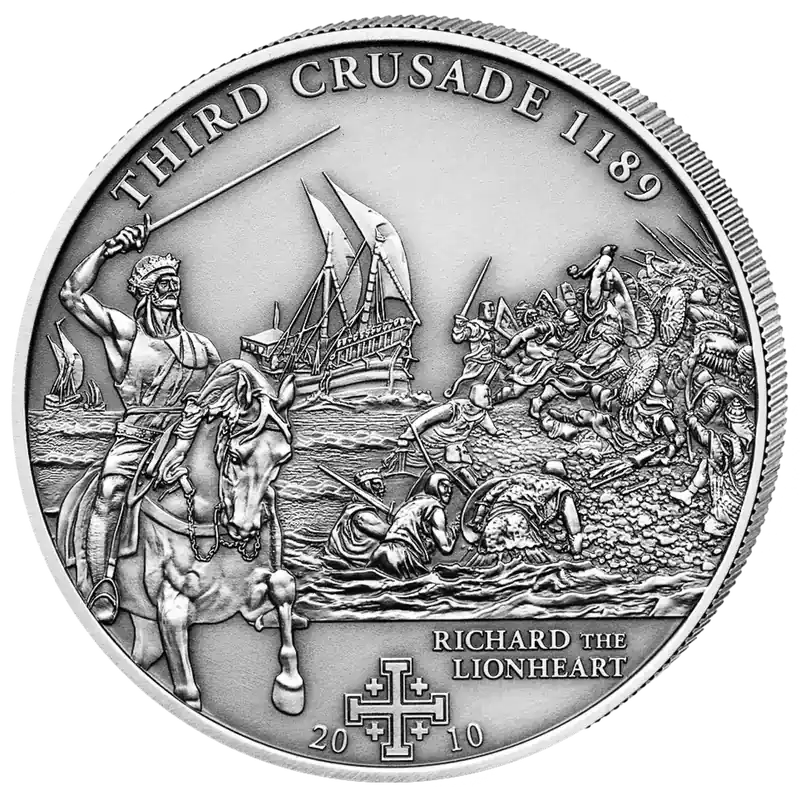 Cook Islands, 5 Dollar 2010, 3. Kreuzzug – Richard Löwenherz – Silber | Sonderangebot