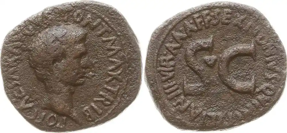 Extra-Rabatt - Römische Kaiserzeit As 6 v. Chr. Augustus, 27 v. Chr. – 14 n. Chr., Rom, Mzm. Sex. Nonius Quinctilianus TRIB POT Seltene Variante, sehr schön, min. Korrosionsspuren