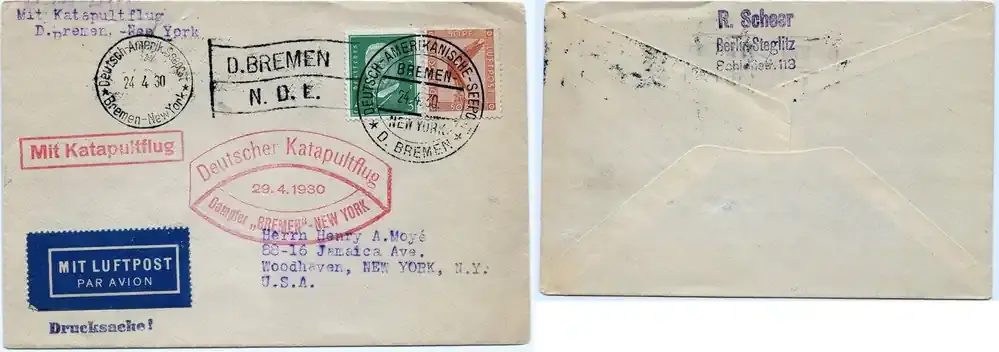 Briefmarken 1174 Katapult 1930 Dt. Reich Brief Bremen Seepost Woodhaven Catapult 10 b / | Kundenliebling