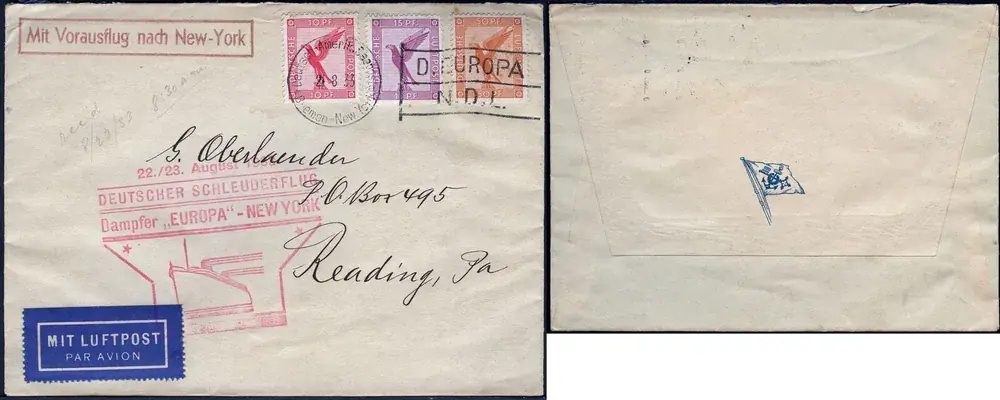 Extra sparen | Briefmarken 1198 Katapult 1933 Dt. Reich Brief Seepost Europa New York Catapult H 137 b /