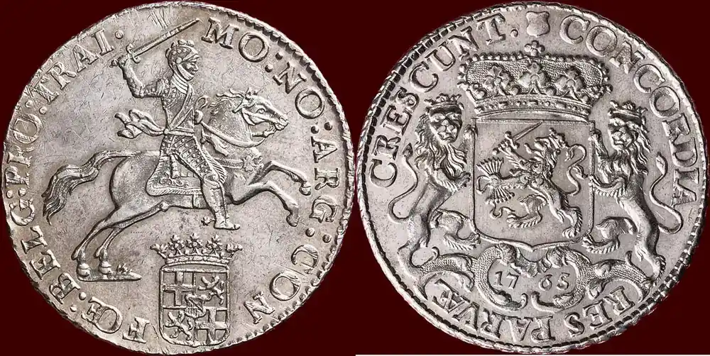Auf Lager | ½ Zilveren rijder NOORDELIJKE NEDERLANDEN (NETHERLANDS) – REPUBLIEK, 1581-1795 – UTRECHT – 1765, Utrecht Minieme justeersporen doch unz- prachtexemplaar