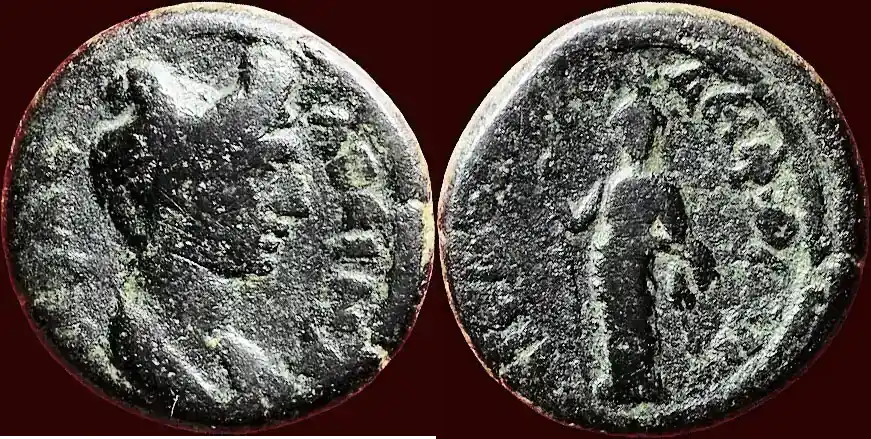 Neu eingetroffen | Roman Empire (117-138) SABINA, wife of Hadrian – AEOLIS – DIPHILOS OLYMPIONIKOS, magistrate – AE 18, Aegae