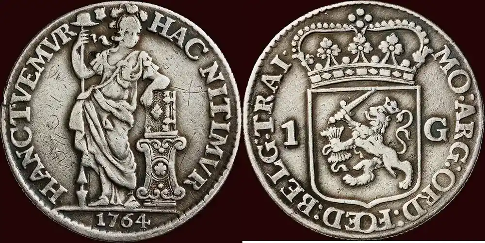 Gulden NOORDELIJKE NEDERLANDEN (NETHERLANDS) – REPUBLIEK, 1581-1795 – UTRECHT – 1764, Utrecht zfr-/zfr - Markenqualität