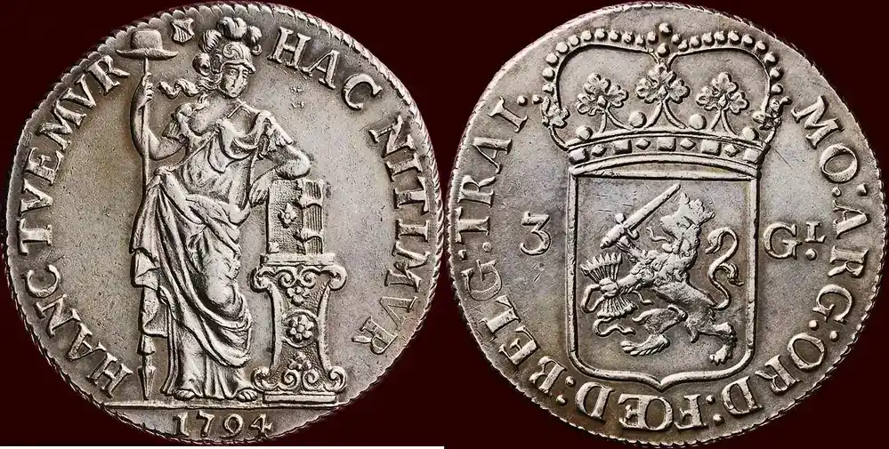 Driegulden NOORDELIJKE NEDERLANDEN (NETHERLANDS) – REPUBLIEK, 1581-1795 – UTRECHT – 1794, Utrecht vz | Sehr gefragt