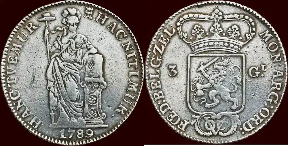 Nur noch heute | Driegulden 1789 NOORDELIJKE NEDERLANDEN (NETHERLANDS) – REPUBLIEK, 1581-1795 – NEDERLANDS OOST-INDIË (DUTCH EAST INDIES) – V.O.C. – ZEELAND – ss