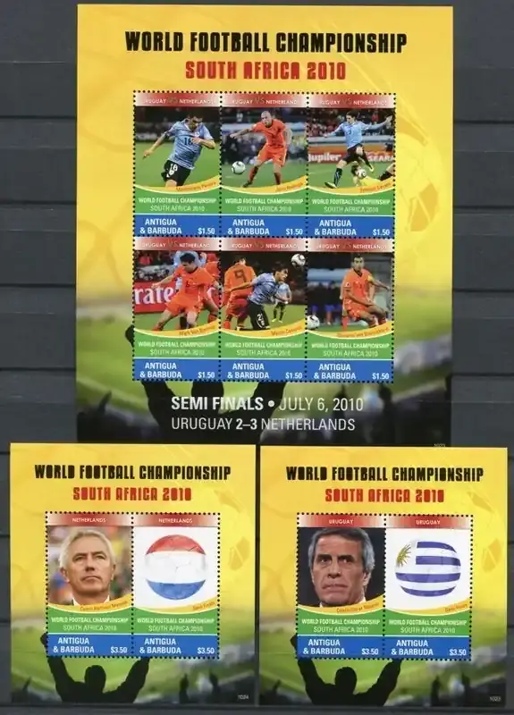 Briefmarken 670-671 n. Chr. Antigua 2010 Fußball WM Soccer FIFA Südafrika 4827-4832 Blocks 670-671 MNH - Top-Deal