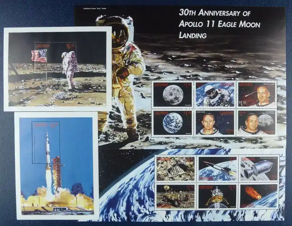 Jetzt kaufen | Briefmarken 527-528 n. Chr. Grenada 1999 Raumfahrt Space 1. Mondlandung Espace 3946-3957 Block 527-528 MNH