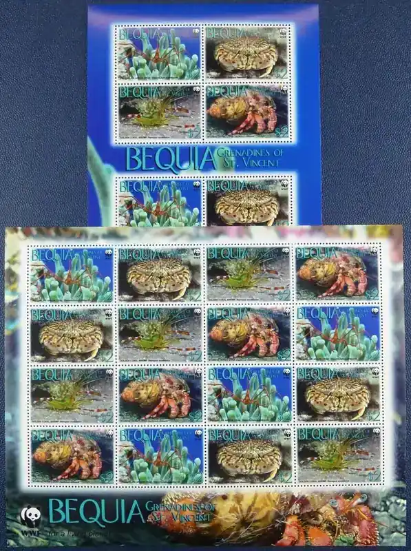 Briefmarken 647-650 n. Chr. St. Vincent Bequia 2010 WWF Krabben Crabs Meerestiere 647-650 Kleinbögen MNH | Letzte Stücke