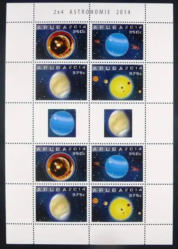 Briefmarken 817-820 n. Chr. Aruba 2014 Astronomie Astronomy Planeten Planets 817-820 Kleinbogen MNH | Endet bald