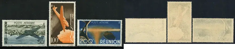 Briefmarken 328-330 n. Chr. Reunion 1947 Flugpost Flugzeuge Küste Landschaft Airmail 328-330 MNH - Versandbereit