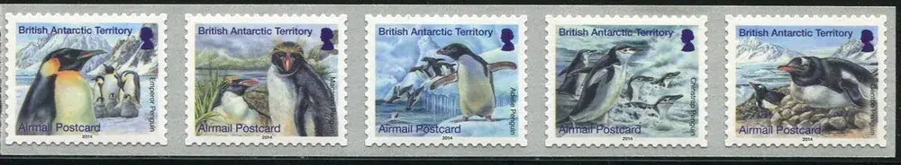 Kundenliebling | Briefmarken 659-663 n. Chr. Britische Antarktis BAT 2014 Pinguine sk. Kaiserpinguine Vögel Birds 659-663 MNH