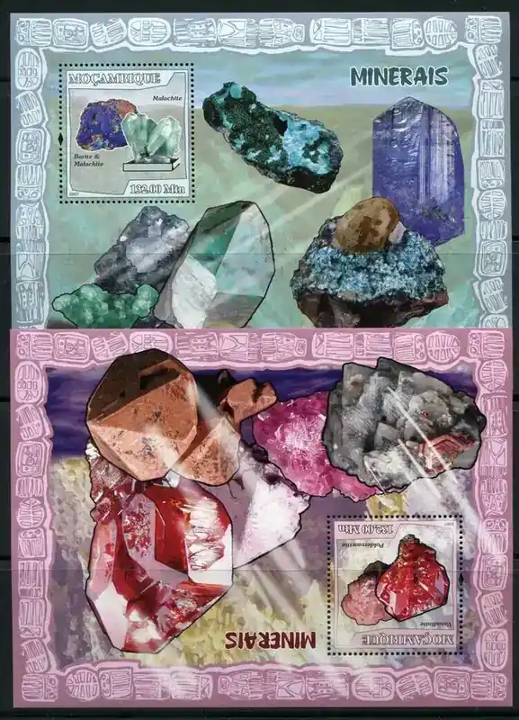 Briefmarken 207-208 n. Chr. Mosambik 2007 Mineralien Minerals Block 207-208 Postfrisch MNH | Bestseller