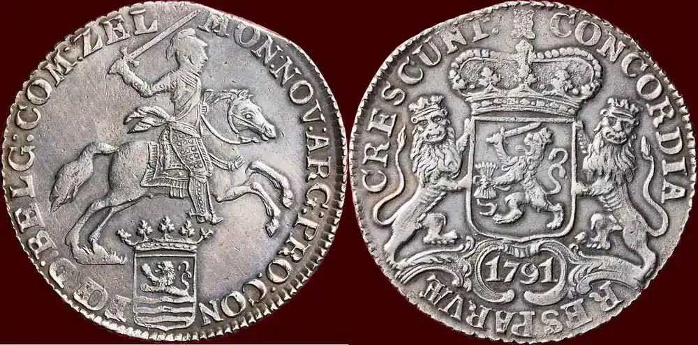 Zilveren rijder NOORDELIJKE NEDERLANDEN (NETHERLANDS) – REPUBLIEK, 1581-1795 – ZEELAND – 1791, Middelburg ss / pr à vz- | Profi-Qualität