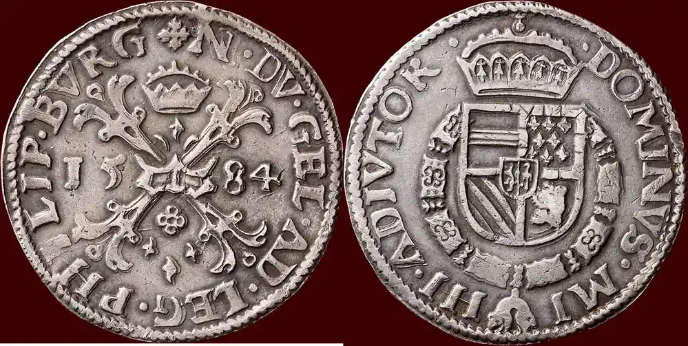 Ausverkauf | Bourgondische kruisrijksdaalder NOORDELIJKE NEDERLANDEN (NETHERLANDS) – REPUBLIEK, 1581-1795 – GELDERLAND – 1584, Harderwijk pr-à ss / vz