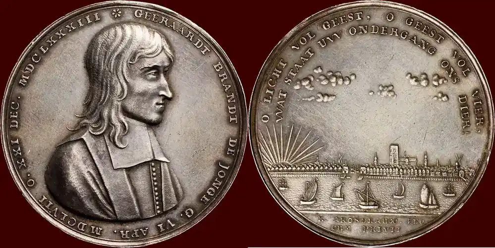 AR Penning 21 DECEMBER 1683 NOORDELIJKE NEDERLANDEN (NETHERLANDS) – REPUBLIEK, 1581-1795 – HOLLAND – ROTTERDAM – OVERLIJDEN VAN GERAARDT BRANDT DE JONGE OP vz - Jetzt verfügbar