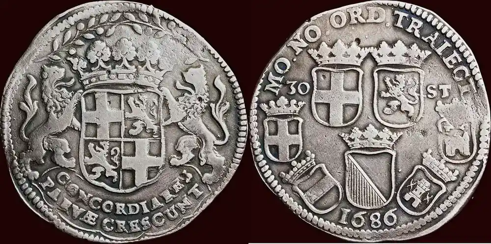 30 stuivers NOORDELIJKE NEDERLANDEN (NETHERLANDS) – REPUBLIEK, 1581-1795 – UTRECHT – Daalder van 1686, Utrecht zfr+ | Nur diese Woche
