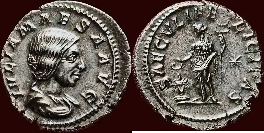 Letzte Chance - Roman Empire AR Denarius (220) JULIA MAESA, grandmother of Elagabalus – Rome vz / unc à unz-