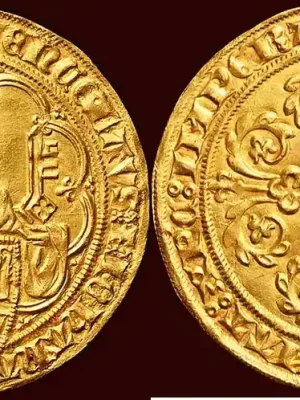 (1375-1381) ZUIDELIJKE NEDERLANDEN (SOUTHERN NETHERLANDS) – HERTOGDOM BRABANT – JOHANNA EN WENCESLAUS, 1355-1383 – Gouden Pieter z.j. , Leuv vz - Jetzt neu