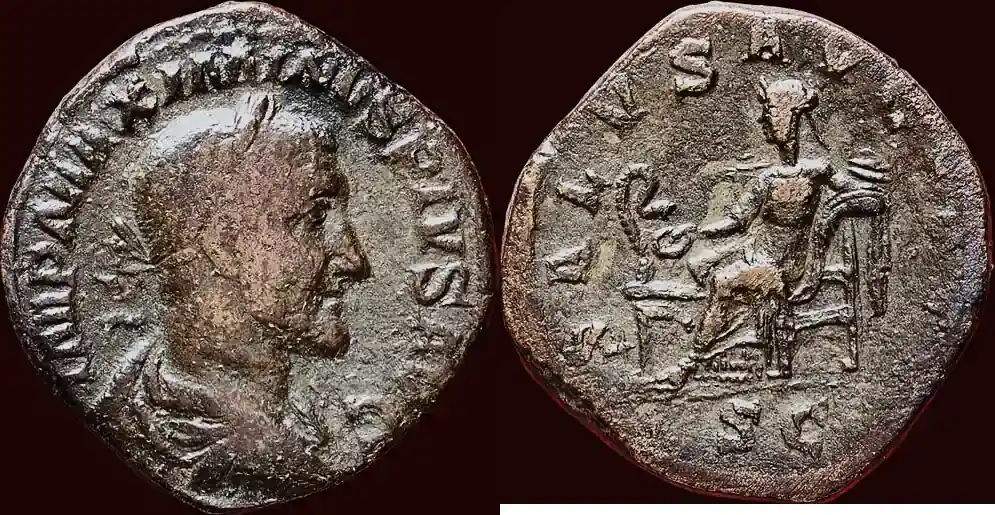 Qualitätsprodukt - Roman Empire AE Sestertius (238) MAXIMINUS I THRAX, 235-238 – Rome s à f / ss