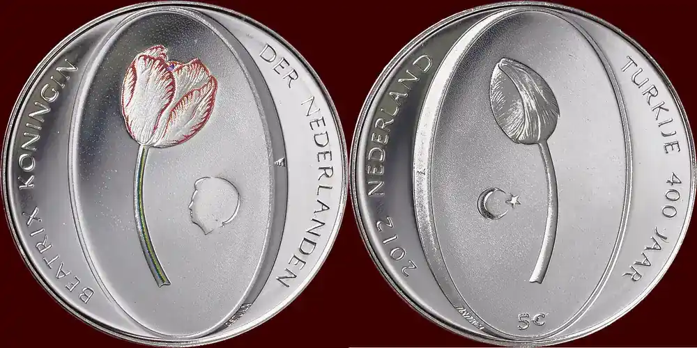 Angebot - Koninkrijk der Nederlanden 5 Euro 2012 NEDERLAND (NETHERLANDS, KINGDOM) – BEATRIX, 1980-2013 – “RODE TULP” PP