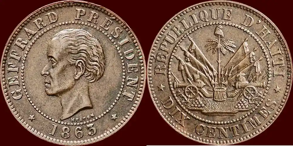 10 centimes HAITI – REPUBLIC – 1863, Heaton xf- | Direkt vom Hersteller